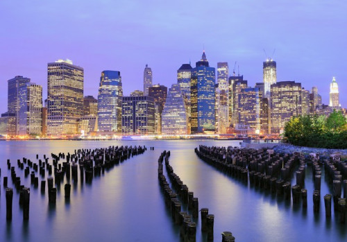 Fototapeta New York City Skyline dzielnicy finansowej z całej East River