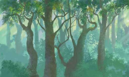 Fototapeta W środku lasu tła malowane ilustracji