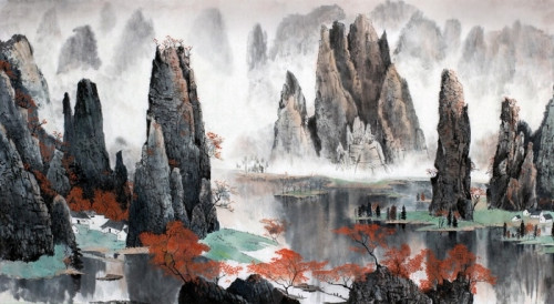 Fototapeta Chiński krajobraz gór i wody