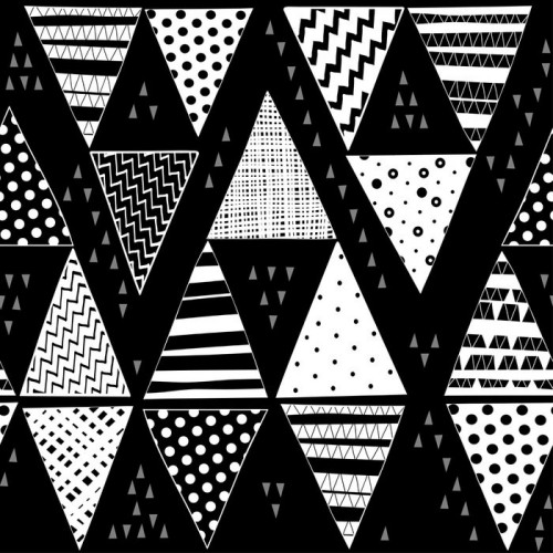 Fototapeta Czarno-biały wektor szwu z ręcznie rysowane dekoracyjnych trójkątów.