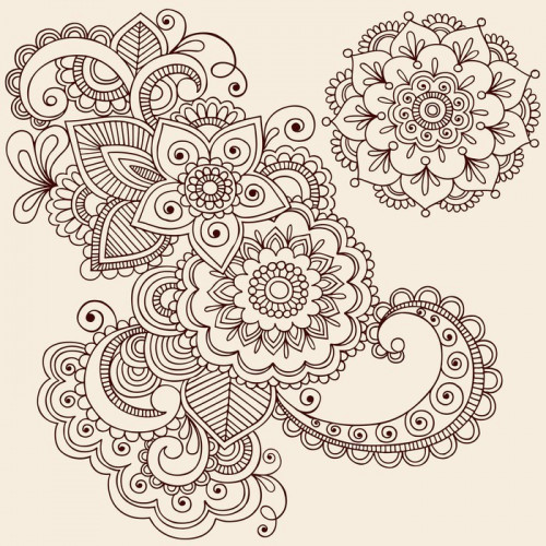 Fototapeta Paisley abstrakcyjne henna tatuaż wektor kwiatów doodles