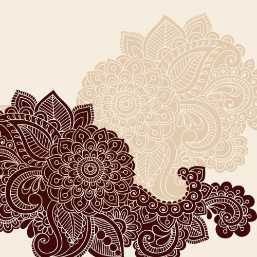 Fototapeta Henna Flowers Doodle Vector Sylwetka