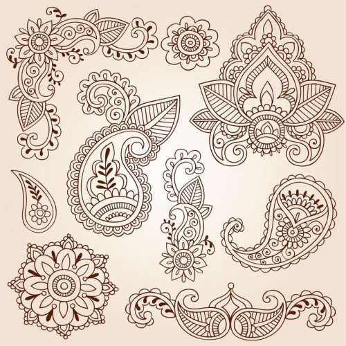 Fototapeta Henna Mehndi Paisley elementy projektu doodles