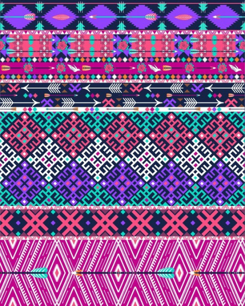 Fototapeta Tribal szwu aztec deseń z ptaków i kwiatów