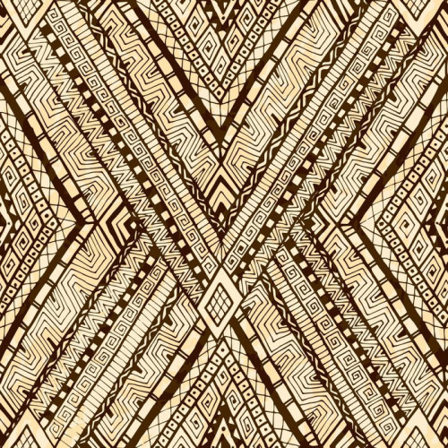 Fototapeta Tribal doddle romb bez szwu tła.