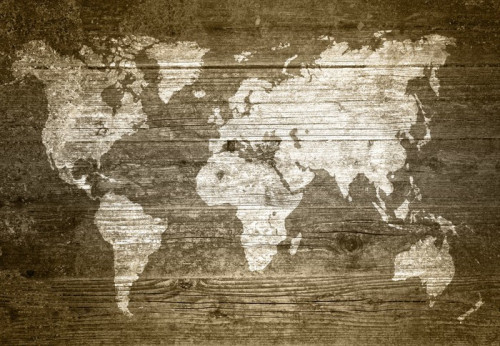 Fototapeta Grunge drewniane - Mapa Świata