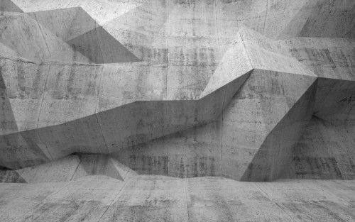 Fototapeta Abstrakcyjne wnętrze 3d z ciemnego betonu