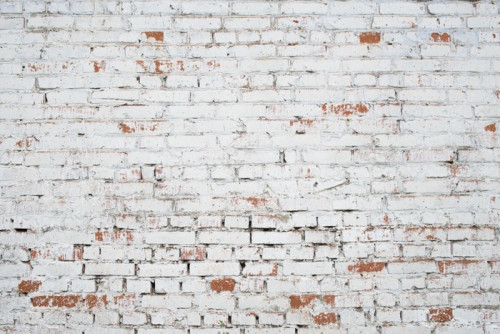 Fototapeta Pęknięty białe cegły ściany grunge teksturę tła barwione stare