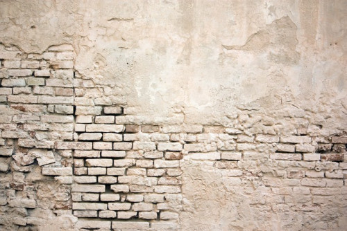 Fototapeta Kolorowe stare cegły grunge ściany z uszkodzonym sztukaterie