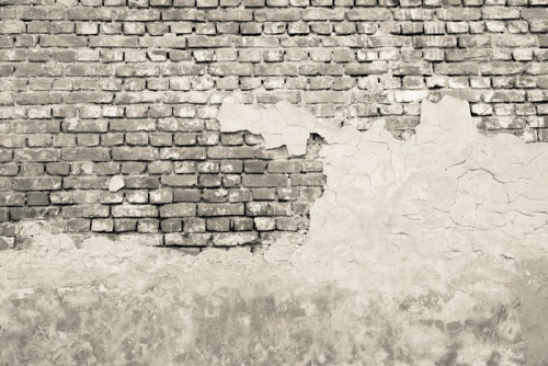 Fototapeta Stary ceglany mur gipsowe w monochromatycznych odcieniach