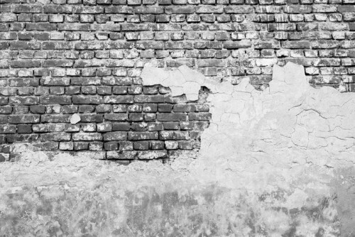 Fototapeta Stary ceglany mur gipsowe w monochromatycznych odcieniach