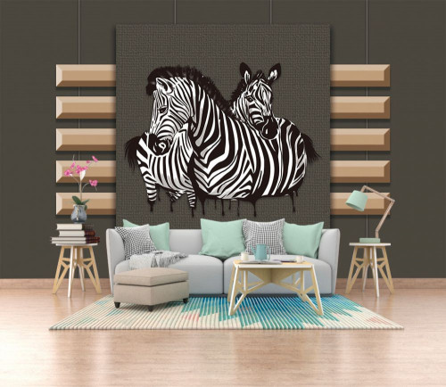 Fototapeta Zebra, Ściana i turkus