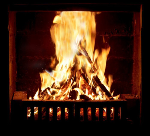 Fototapeta Ogień płonący w kominku