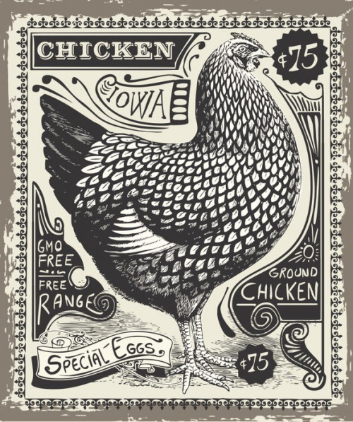 Fototapeta Vintage Poultry and Eggs Advertising Page