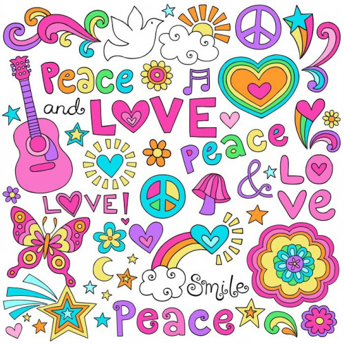 Fototapeta Peace and Love Music Notebook Doodles Vector Set Dove