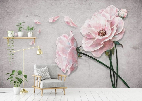 Fototapeta Różowy, Ściana i kwiat