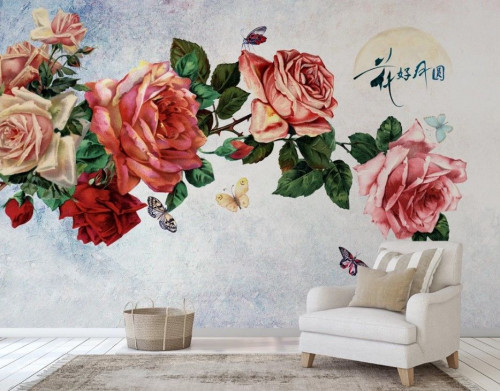 Fototapeta Ściana, róże ogrodowe i Róża