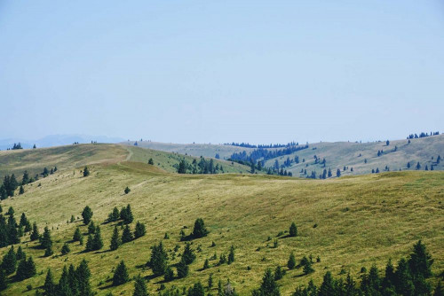 Fototapeta Górzyste formy terenu, średniogórze i łąka