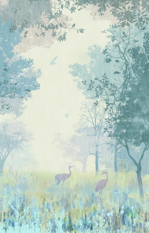 Fototapeta Ptaki w ogrodzie mgła