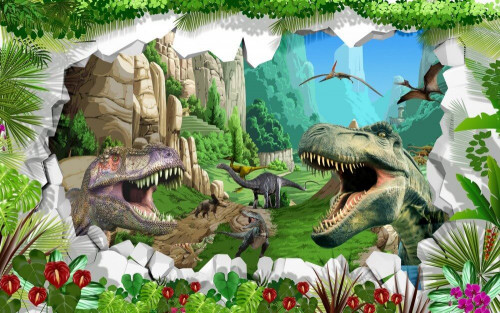 Fototapeta Dinozaury i góry