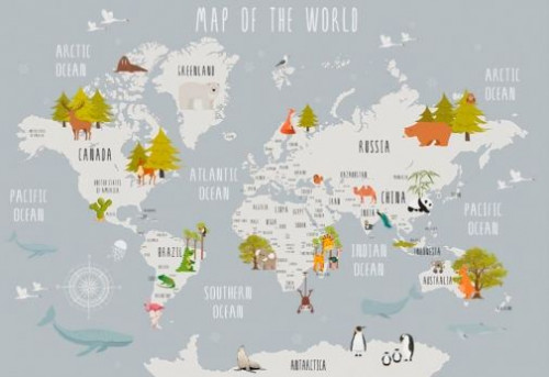 Fototapeta Mapa, tekst i świat