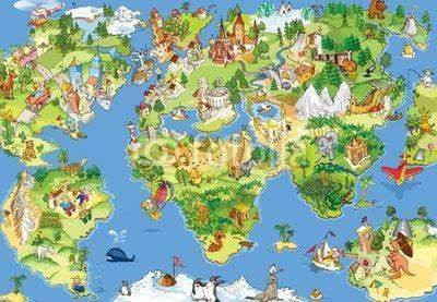 Fototapeta Great and funny world map