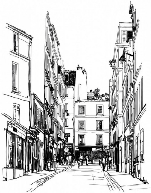 Fototapeta Czarno-biały rysunek ulice