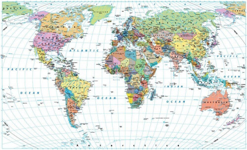 Fototapeta Polityczna mapa świata