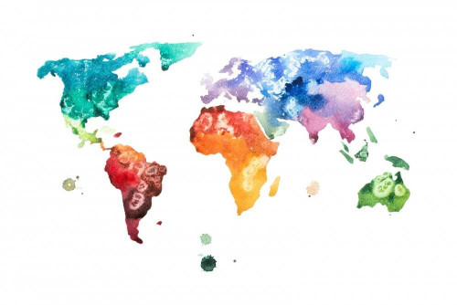 Fototapeta Akwarelowa ilustracja mapy świata 