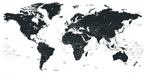 Fototapeta Mapa świata w czarno-białym druku 