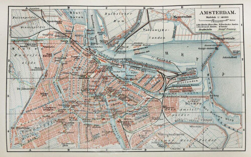Fototapeta Mapa Amsterdamu 1905 vintage 