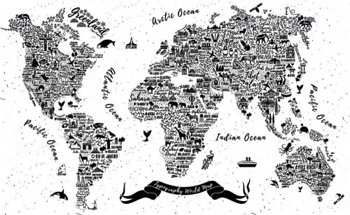 Fototapeta Typografia mapy świata 