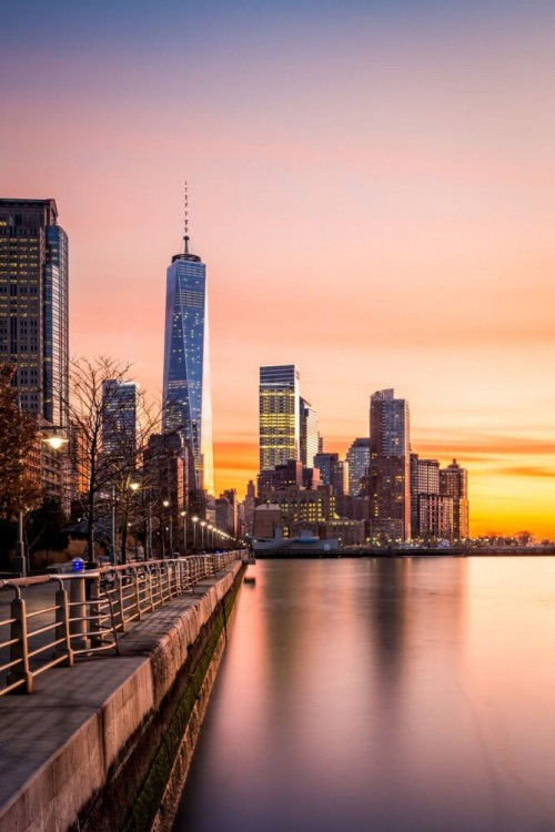 Fototapeta Dolny Manhattan o zachodzie słońca