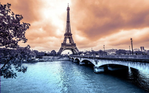Fototapeta Paryż o zachodzie słońca