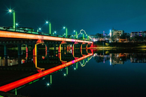 Fototapeta Odbicie, noc i obszar Metropolitalny