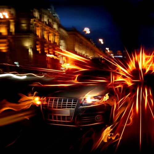 Fototapeta Samochód w mieście nocą 