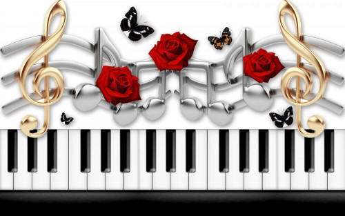 Fototapeta Pianino i róże