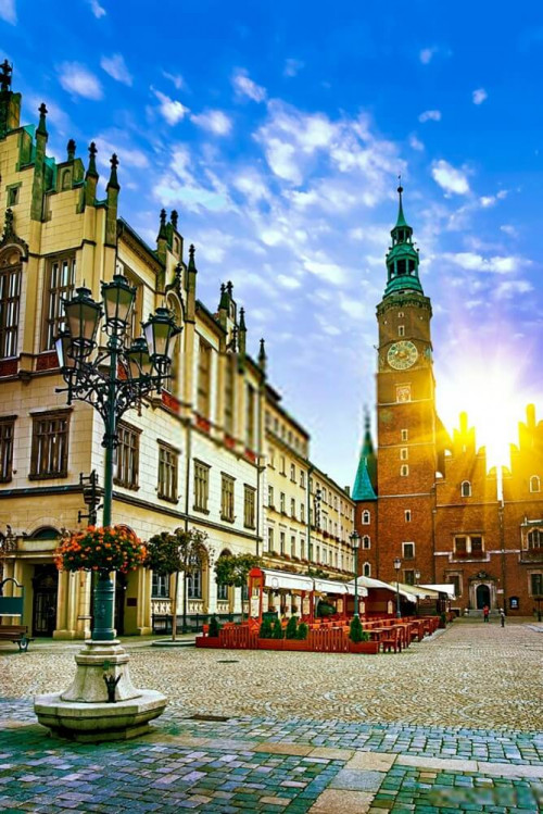 Fototapeta Wieczorne słońce w historycznej stolicy Śląska