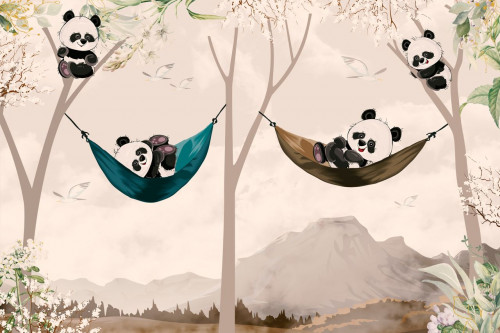 Fototapeta pandy na drzewach