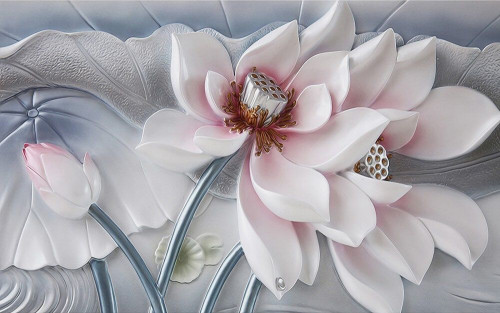Fototapeta Kwiaty na srebrzystym tle 