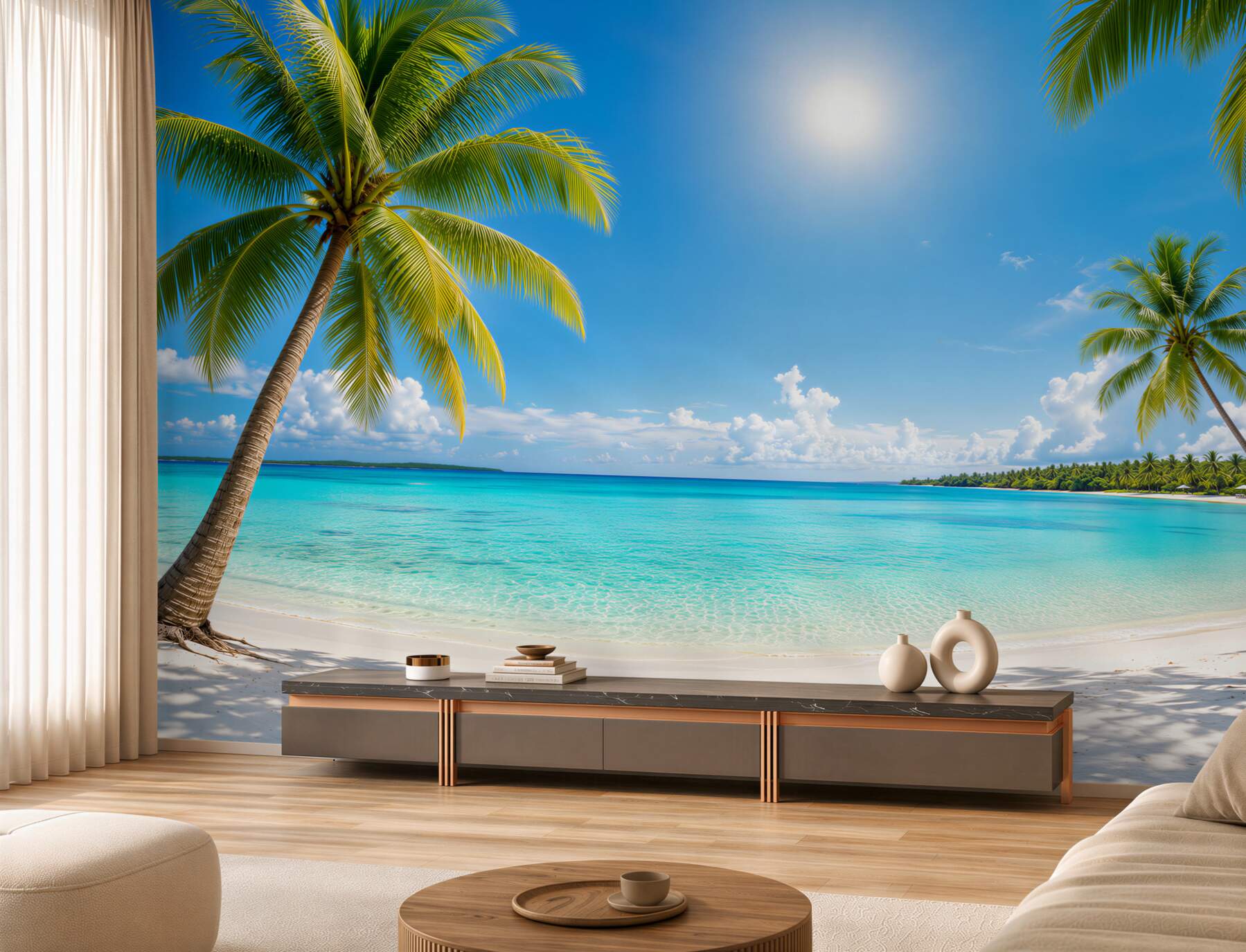 Fototapeta Piaszczysta plaża z palmami?v23