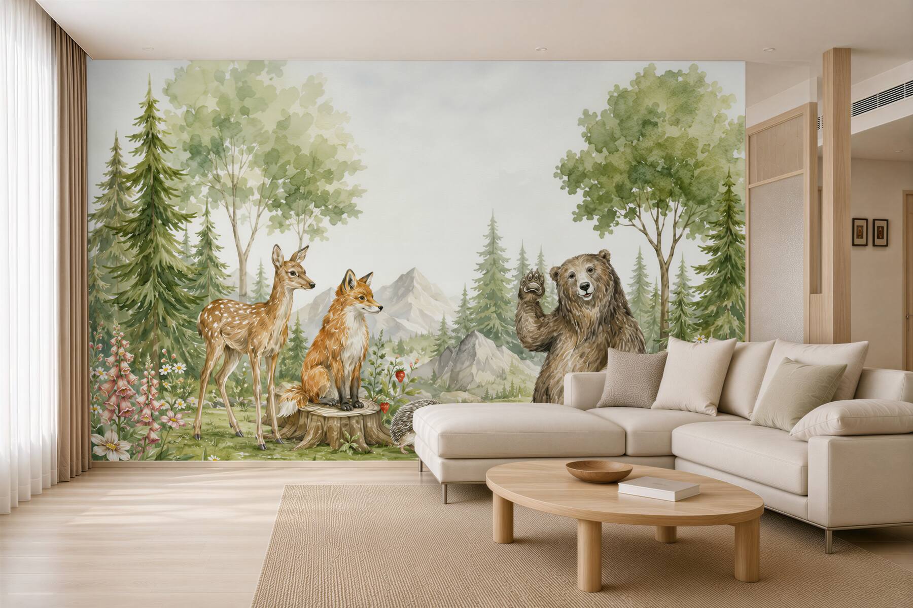 Fototapeta miś, jeleń i lis w lesie?v23