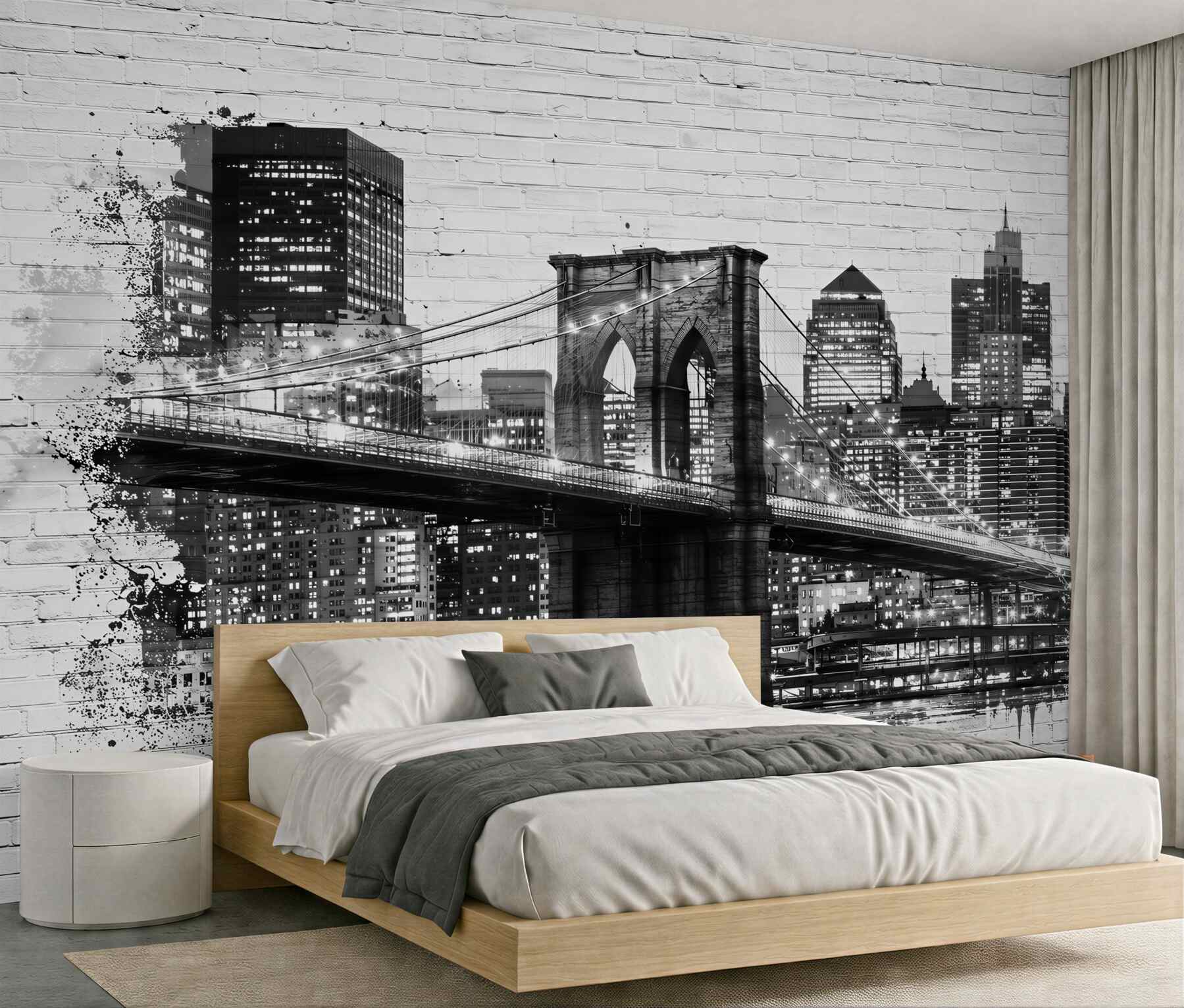 Fototapeta Most Manhattan z miastem na cegle?v23