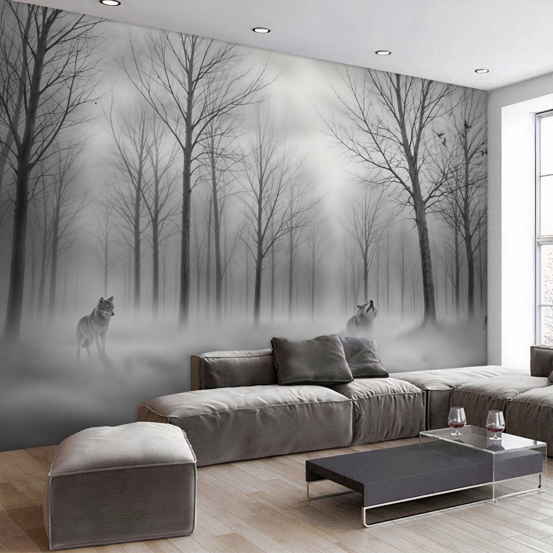 Fototapeta mglisty zimowy dzień w lesie?v23