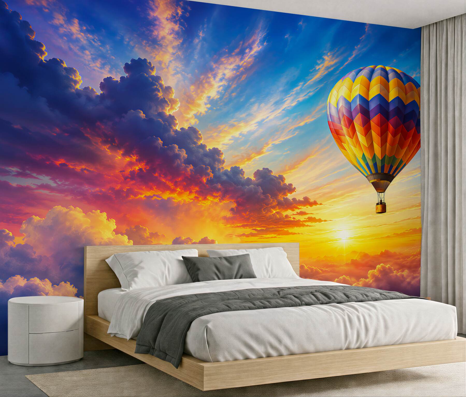 Fototapeta balon w chmurach o wschodzie słońca pastelowe niebo?v23