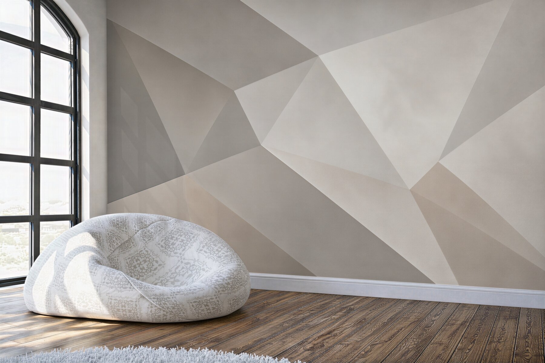 Fototapeta geometryczne trójkąty beżowo szare nowoczesne 3D?v23
