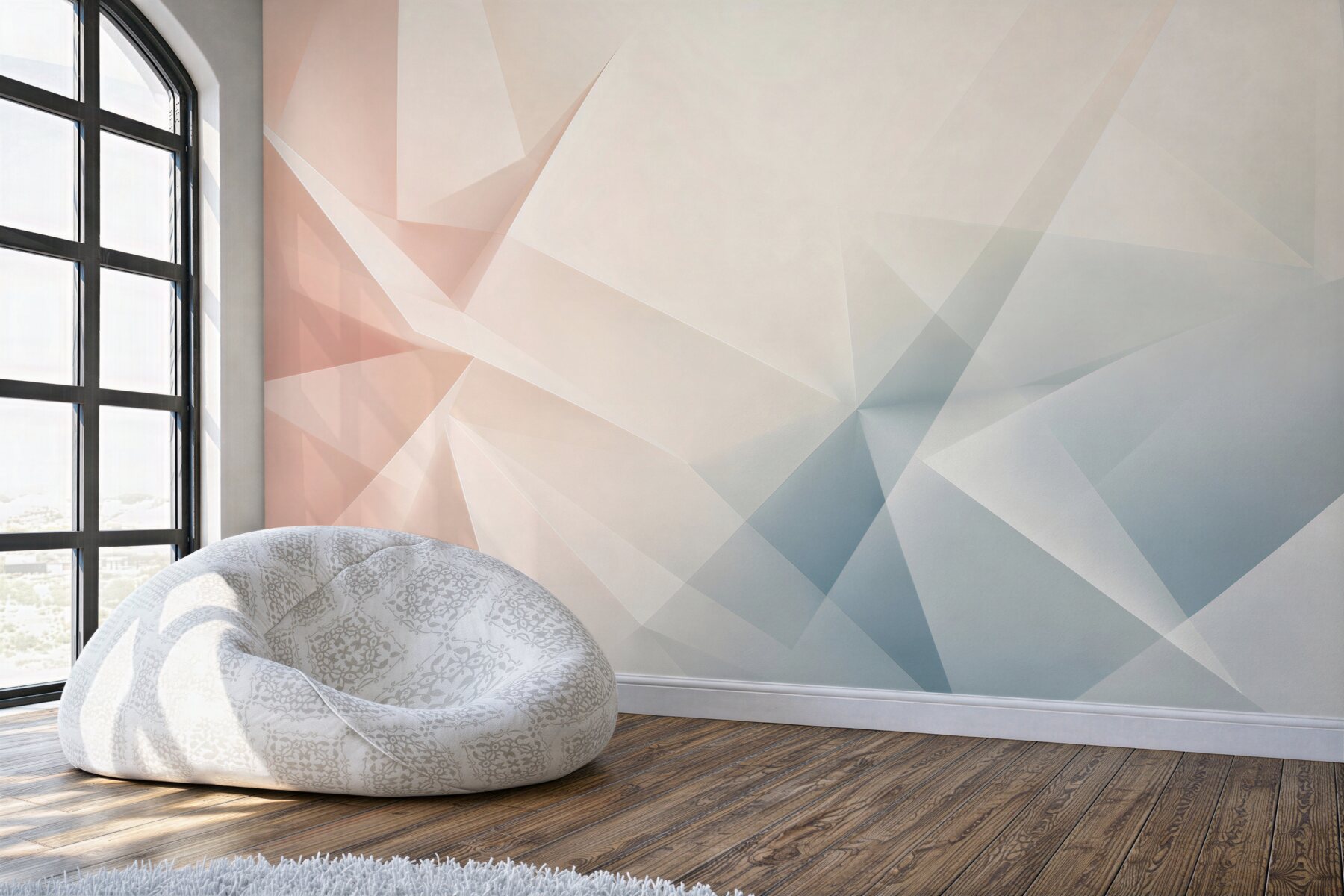 Fototapeta abstrakcja geometryczna pastelowa różowo niebieska do nowoczesnego salonu?v23