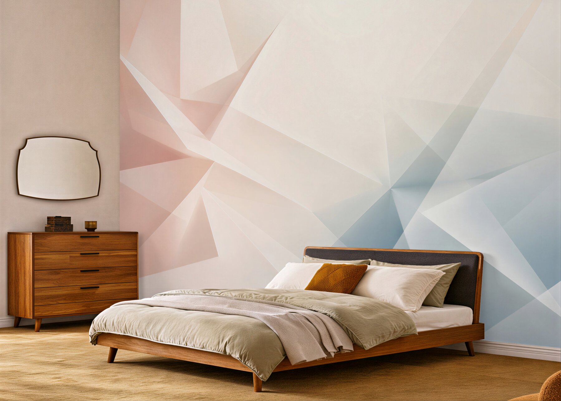 Fototapeta abstrakcja geometryczna pastelowa różowo niebieska do nowoczesnego salonu?v23