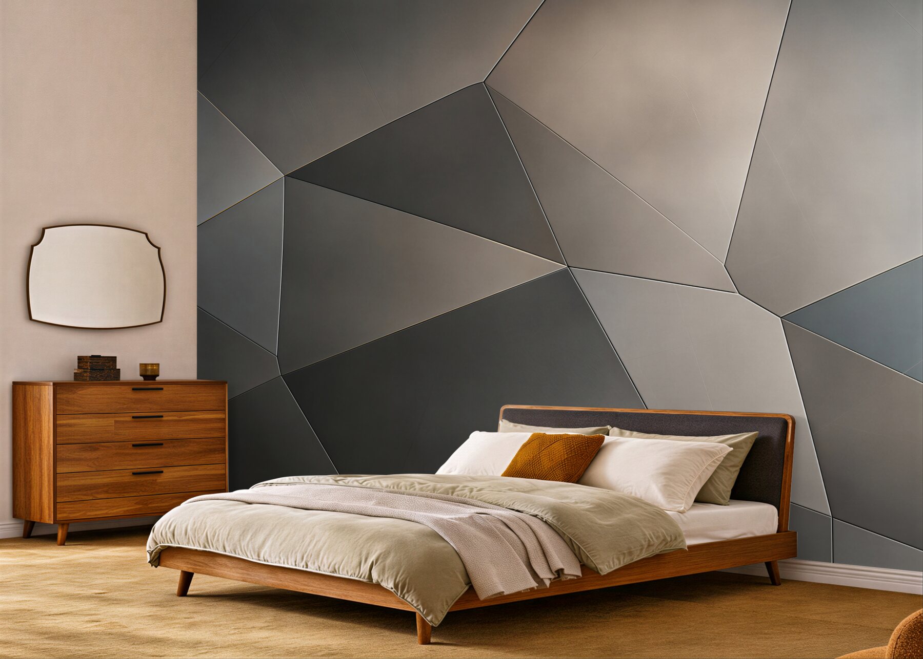 Fototapeta geometryczne szare panele 3D nowoczesna do salonu i biura?v23