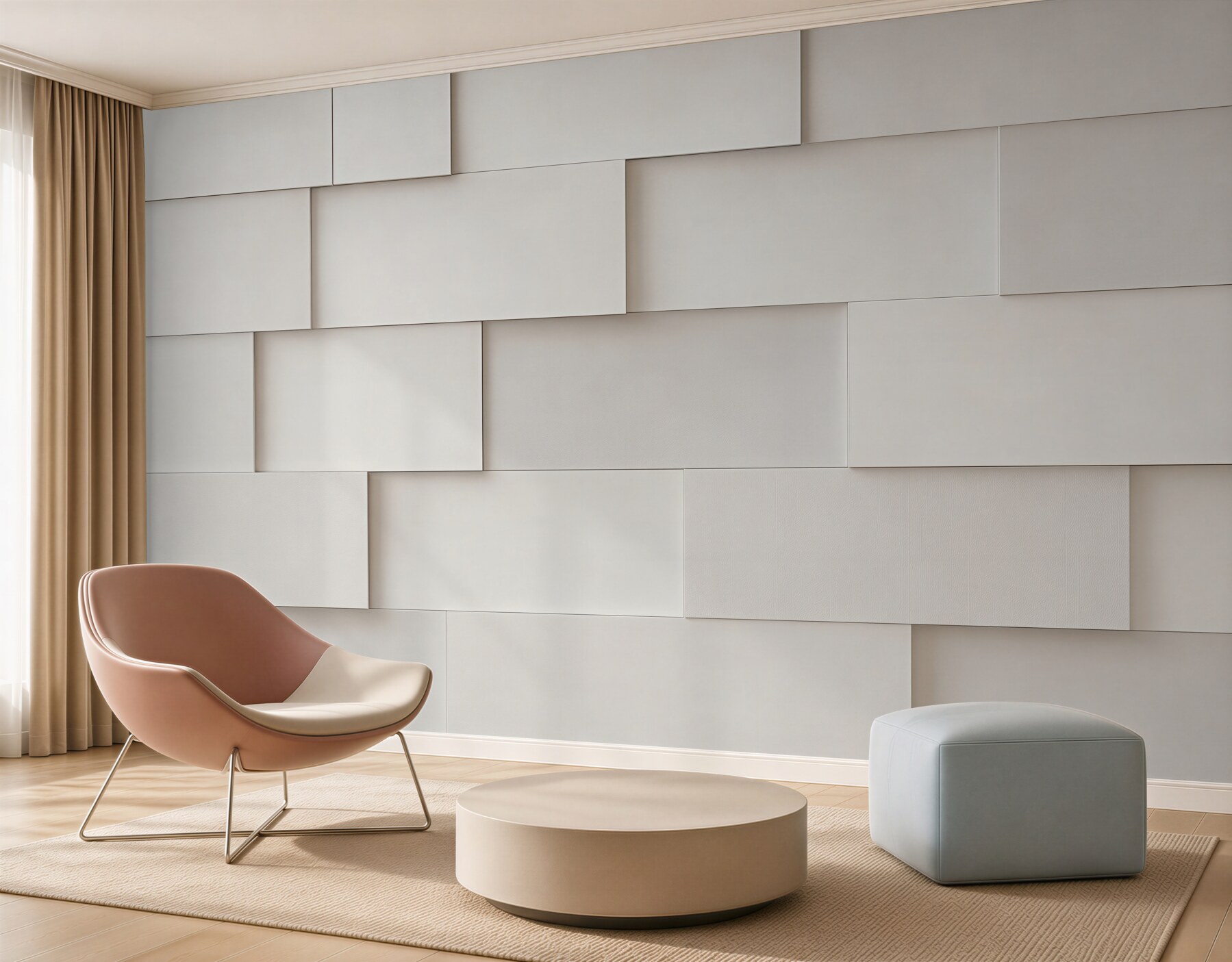 Fototapeta geometryczne panele 3D beżowe nowoczesna ściana?v23